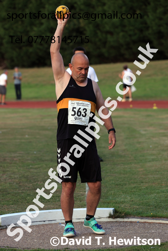 Shot putt, 2025 NEGP No 6 Monkton, Wednesday, August 13th.  Photo: David T. Hewitson/Sports for All Pics